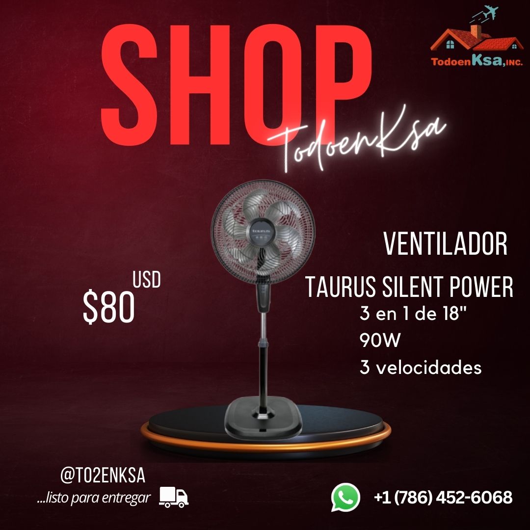 Ventilador TAURUS SILENT POWER 18" (90w / 3 en 1 / 3 velocidades)